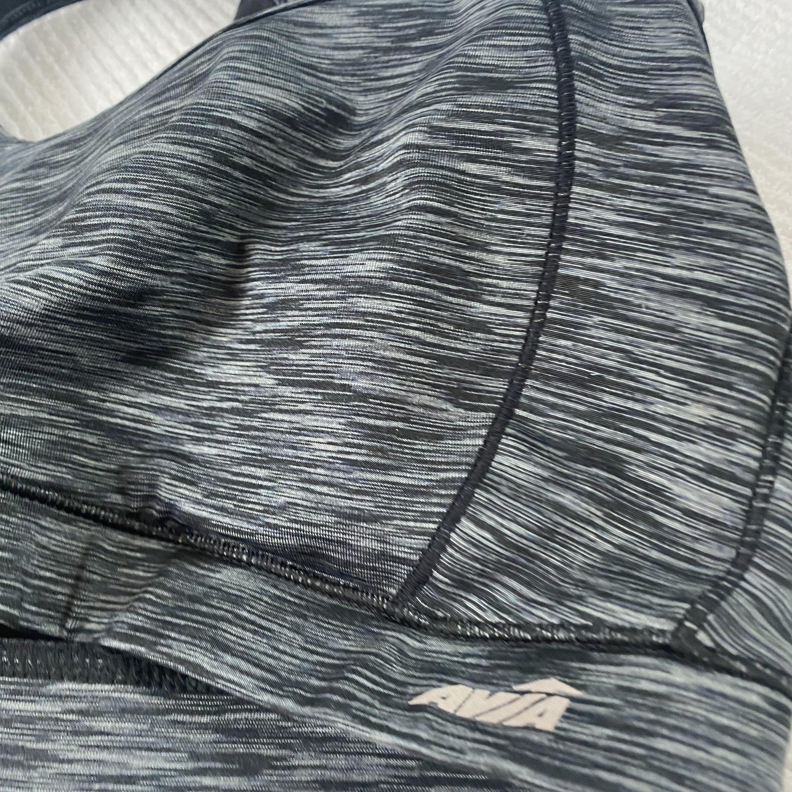 Avia Sports Bra Womens Large Gray Black Racerback Athletic Workout Yoga