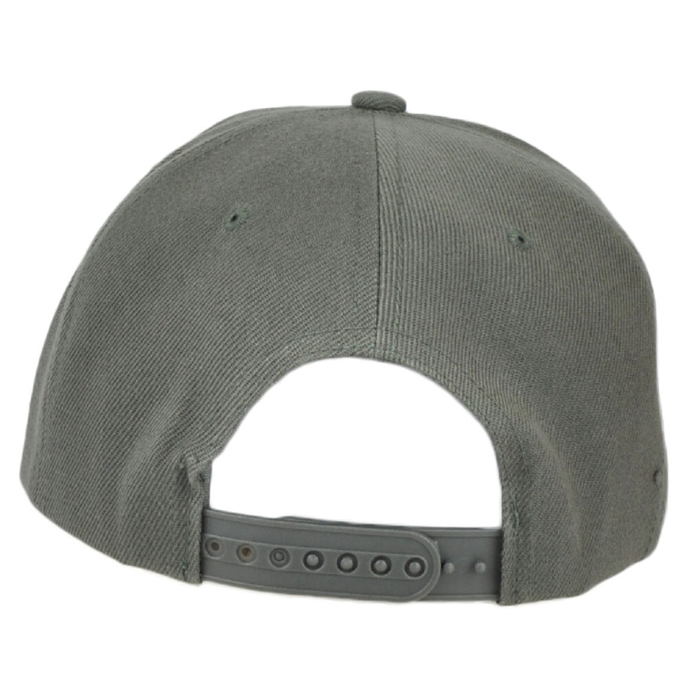 Blank Gray Constructed Flat Bill Snapback Hat Cap Plain Solid Color Adjustable