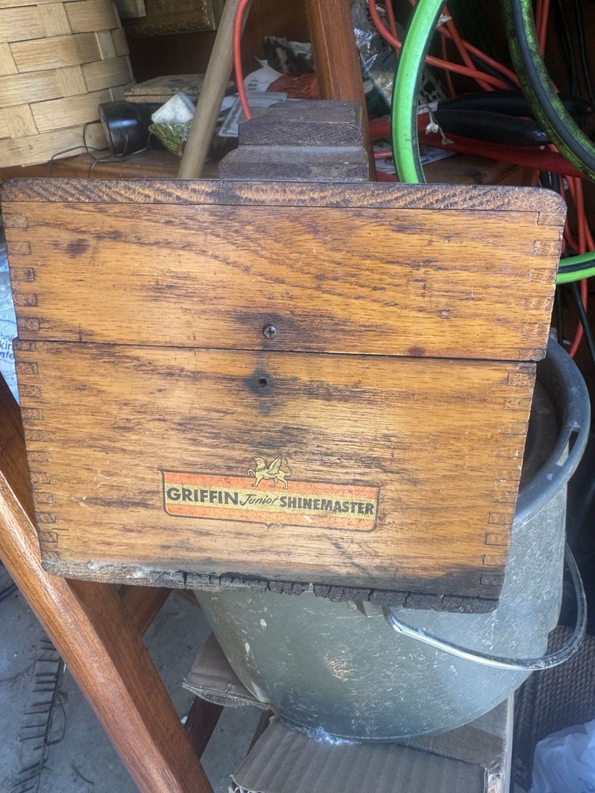 Griffin Shinemaster Wooden Shoe Shine Box Carry Case, Brown, Original
