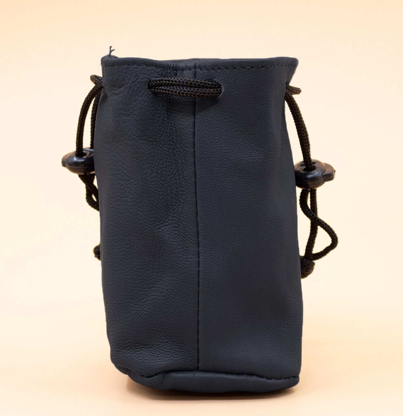 Genuien Leather Coin Jewellery Drawstring Pouch Small Unisex Purse , Gift Black