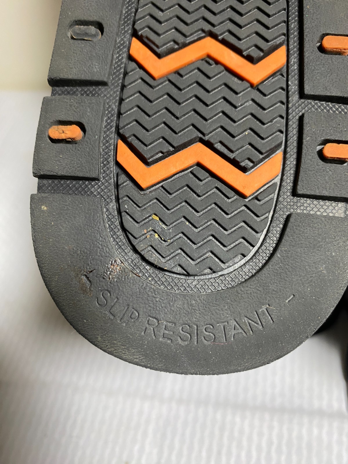 Eddie Moran Work Boots Black Mens Size 14M Chevron Orange Sole Slip Resistant