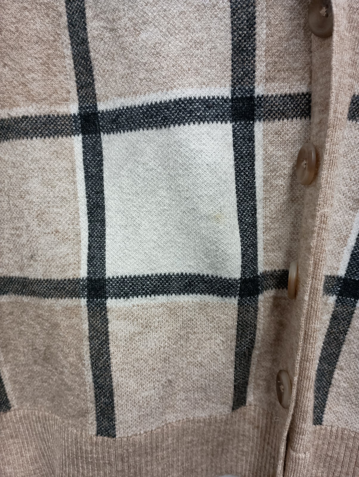 Rachel Zoe Twofer Sweater Womens Large Beige White Plaid Preppy Office Pullover