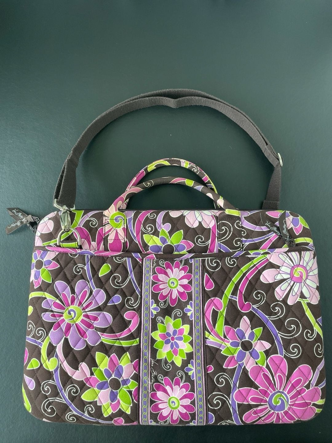 Vera Bradley Quilted Floral Laptop Computer Bag with Shoulder Strap