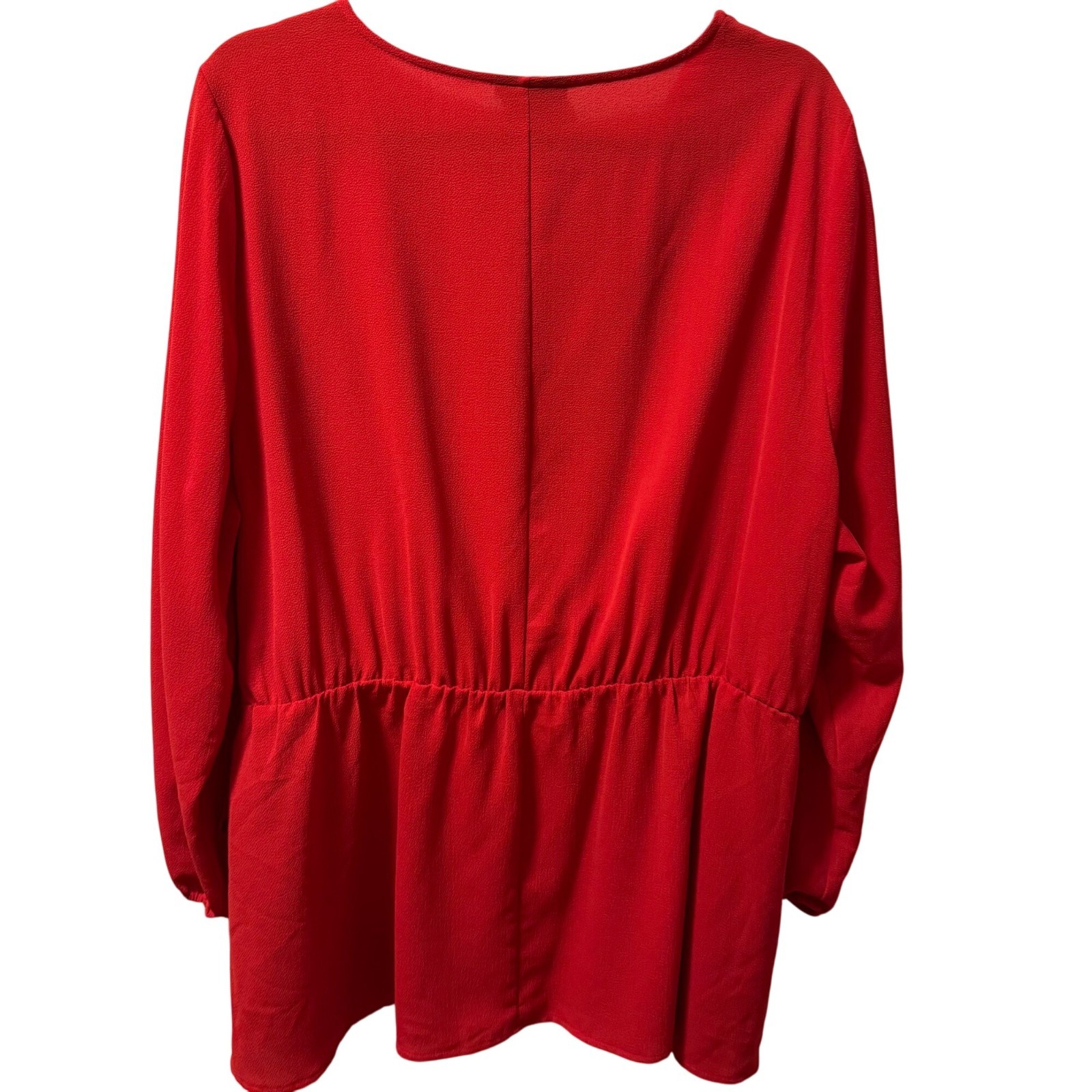 Lane Bryant Red Long Sleeve Wrap Blouse Size 20W Polyester Spandex top.