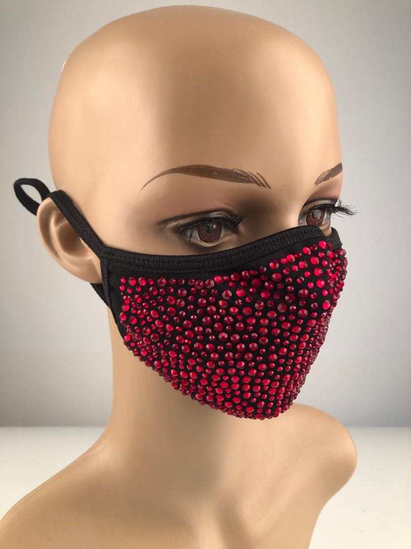 Rhinestone Bling Crystal Face Mask Reusable Washable With Filter Pocket