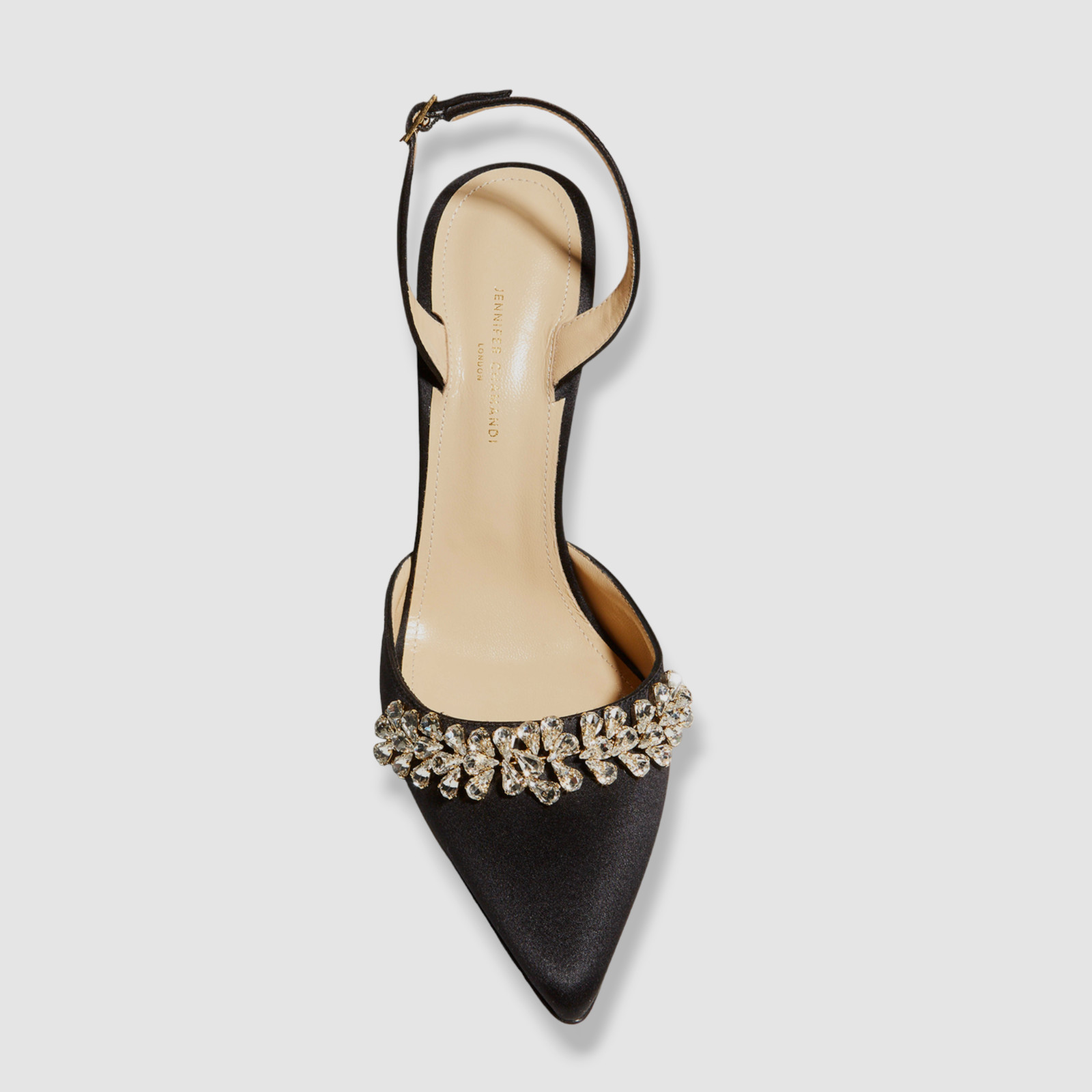 $1050 Jennifer Chamandi Women’s Black Vittorio Satin Sandal Shoes EU 40/US 10
