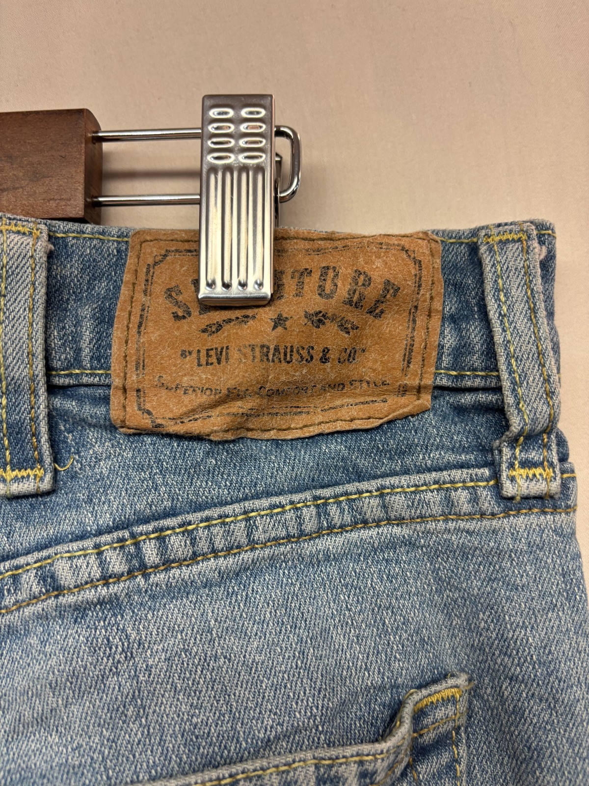 Levi’s Strauss Co. Jeans Mens Blue Denim Stretch Classic Fit Straight 38×33
