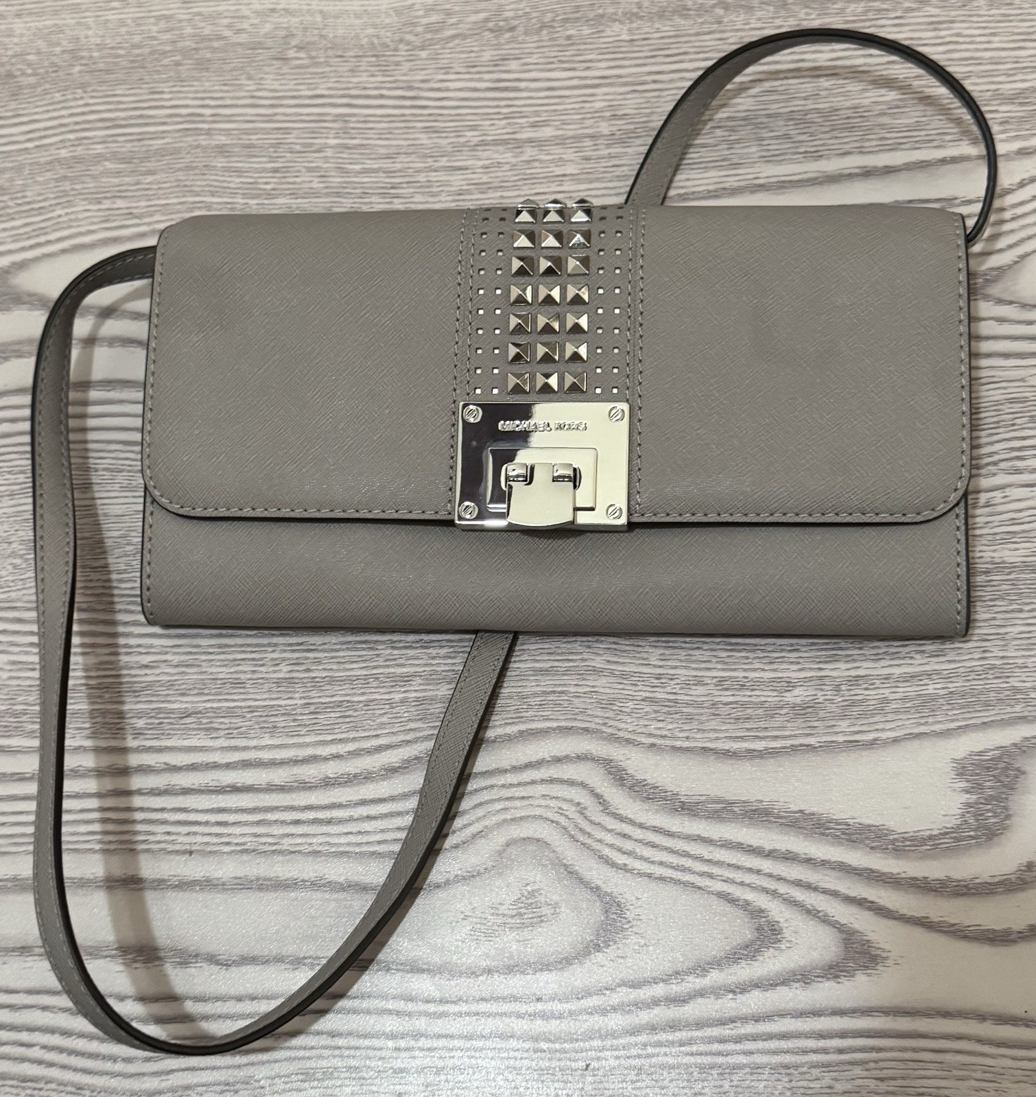 MICHAEL KORS Gray Stud Flap Shoulder Bag Purse MWT FREE SHIPPING