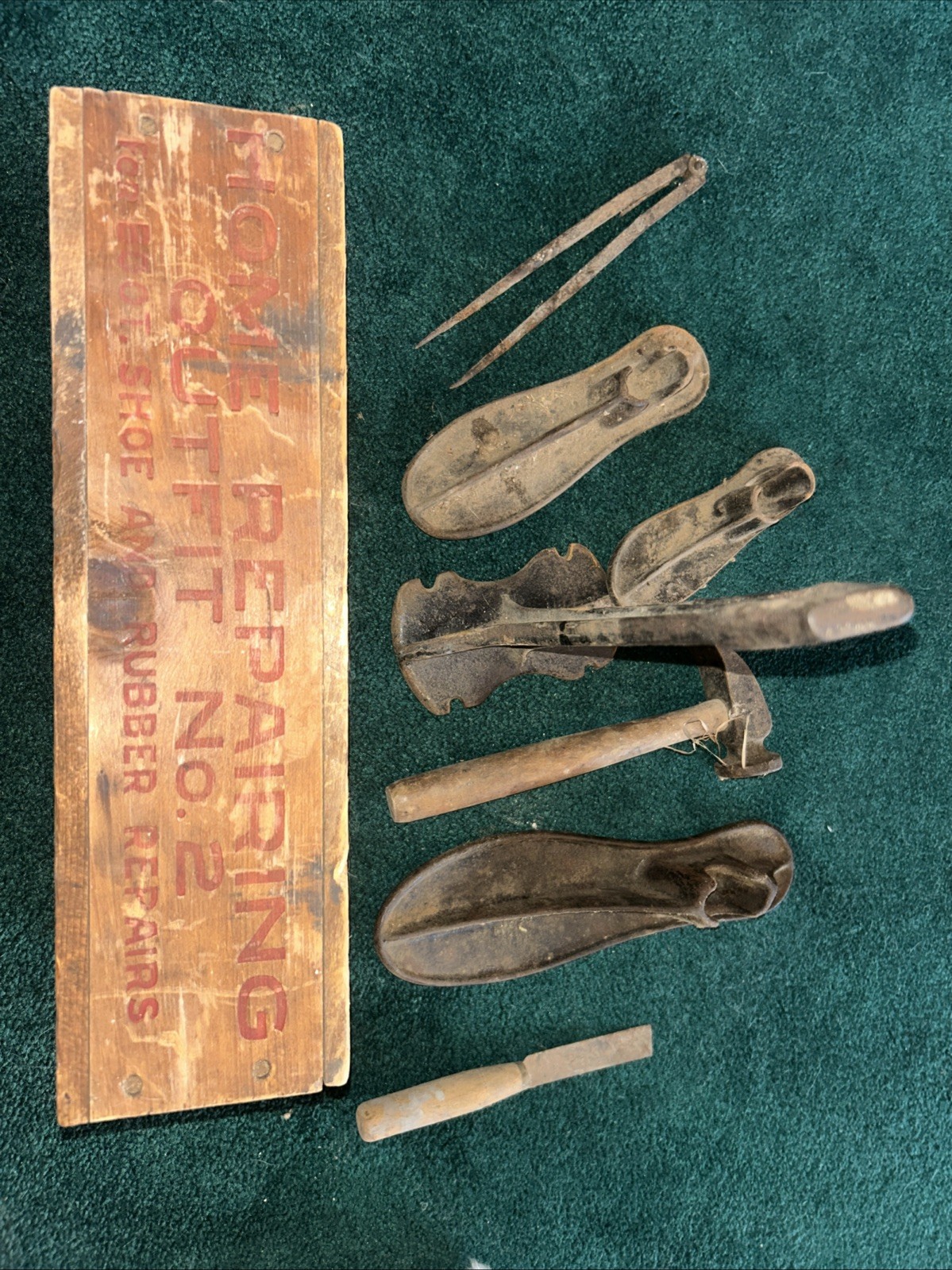 Vtg Antique Leader Cobbler Kit For Boot and Shoes Repair Original Box USA Made