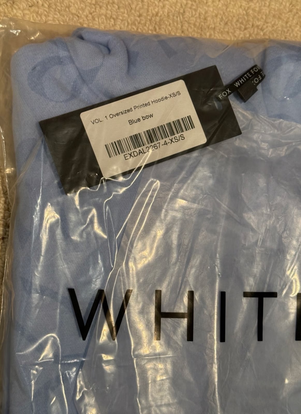 NWT White Fox Vol.1 Hoodie Offstage Printed Oversized Hoodie Blue Bow EXDAL22674