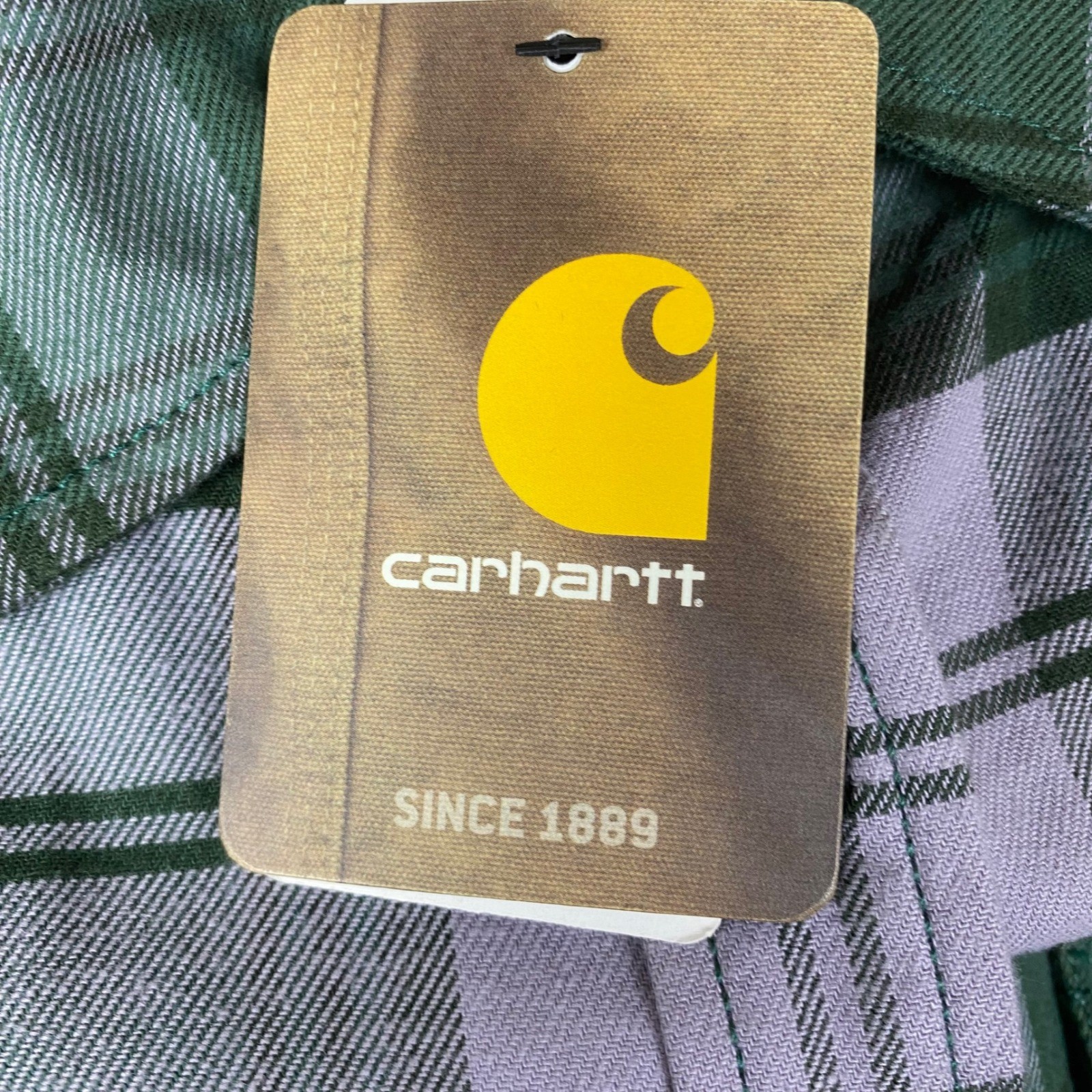 Carhartt Shirt Women’s S 4/6 Green Purple Plaid Cotton Spandex NWT Gorpcore