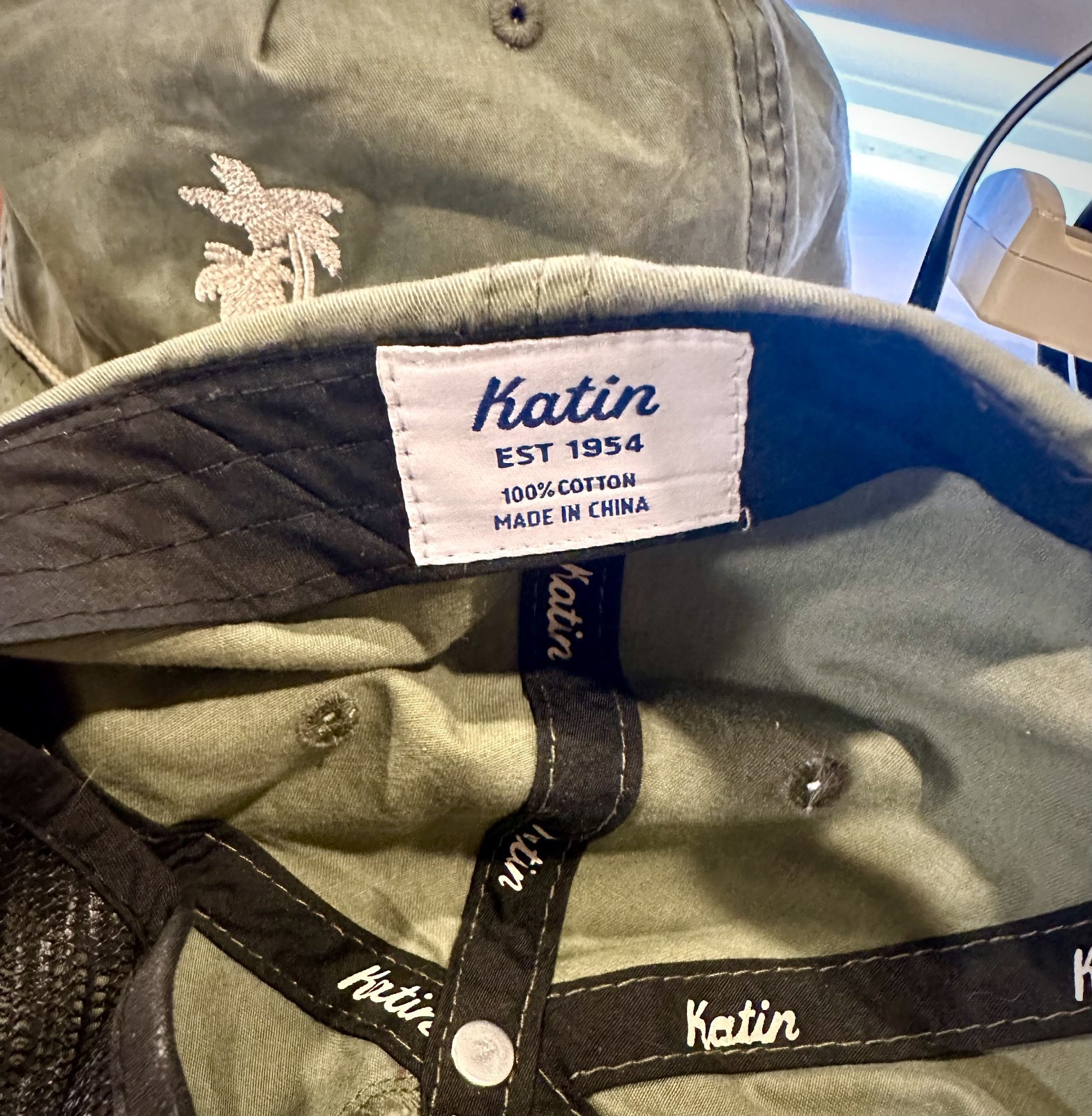 2 Katin Palm Tree Olive Green Surf Rope Hats Adjustable – Hat Cap Distressed
