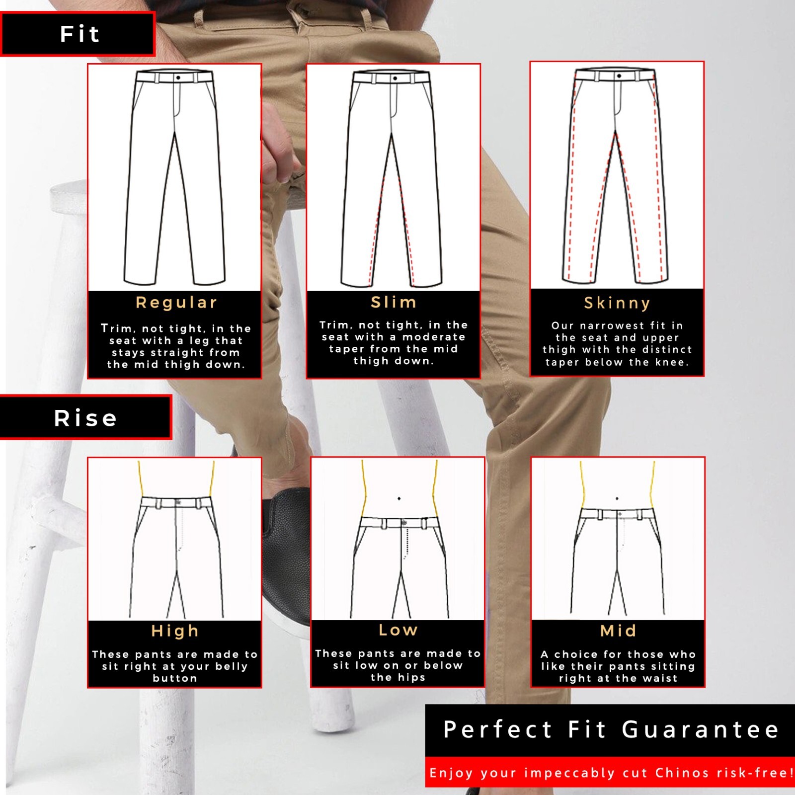 Custom Made Chinos Mens Bespoke Cotton Twill Stretchable Chinos