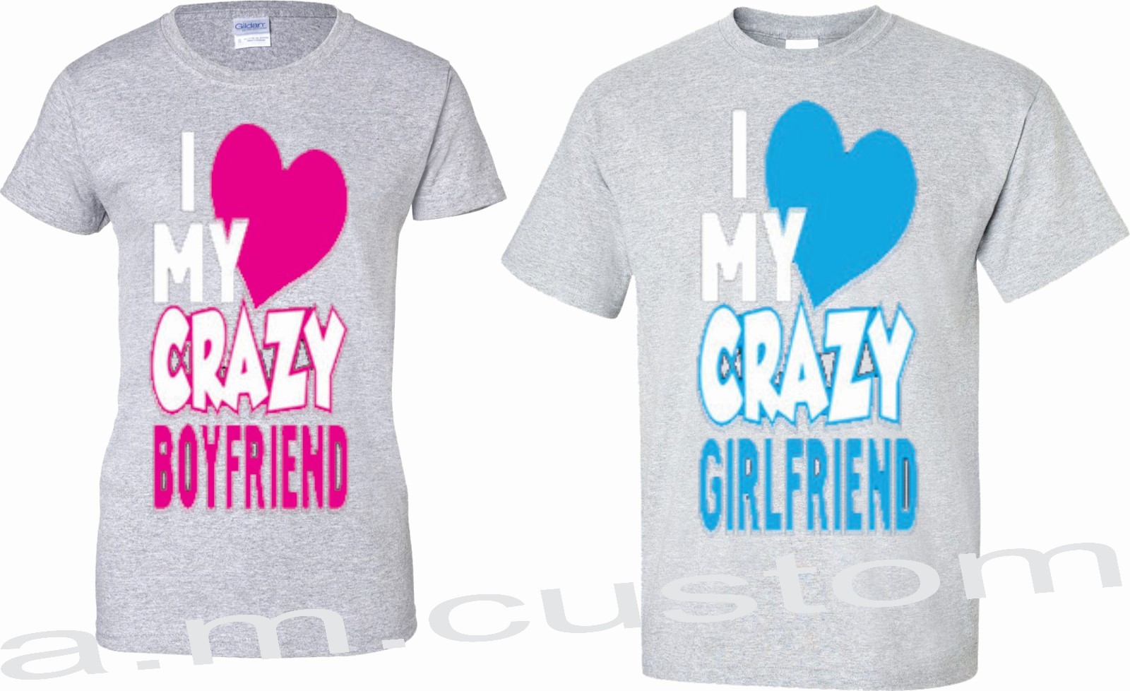 I Love My Crazy Boyfriend Girlfriend Couple matching funny cute T-Shirts S-4XL