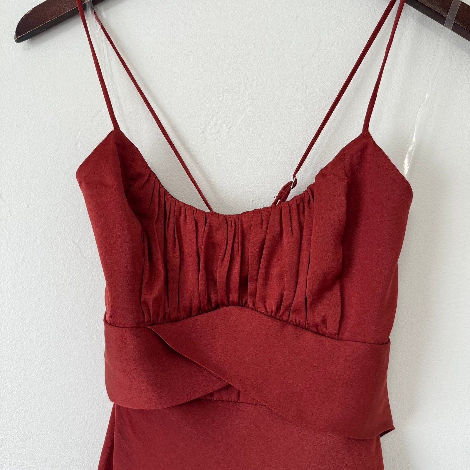 NWT Selfie Leslie Linka Cami Strap Midi Dress in Chocolate Size 8US