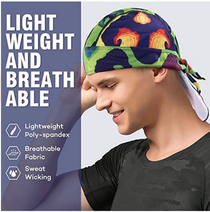 Cooling Motorcycle Wrap Biker Du Do Black Bandana Doo Rag Head Skull Cap Durag