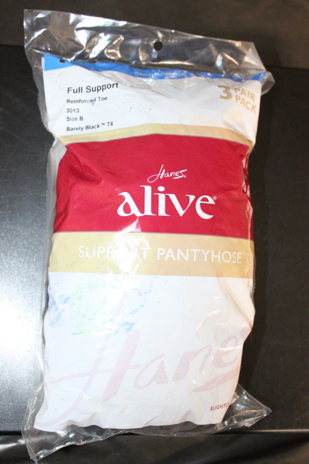 Hanes Alive Support Pantyhose Non Control Top Sheer Toe 3 Pack 3013 Barely Black