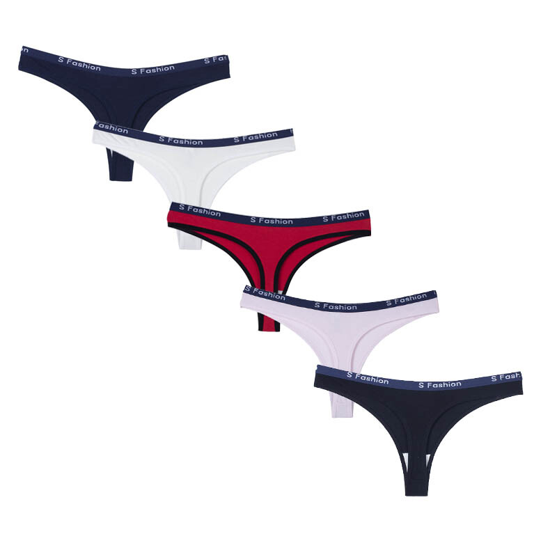 5 Pack Lot Sexy Womens Cotton Panties Thongs G-String Bikini Underwear Brief Set