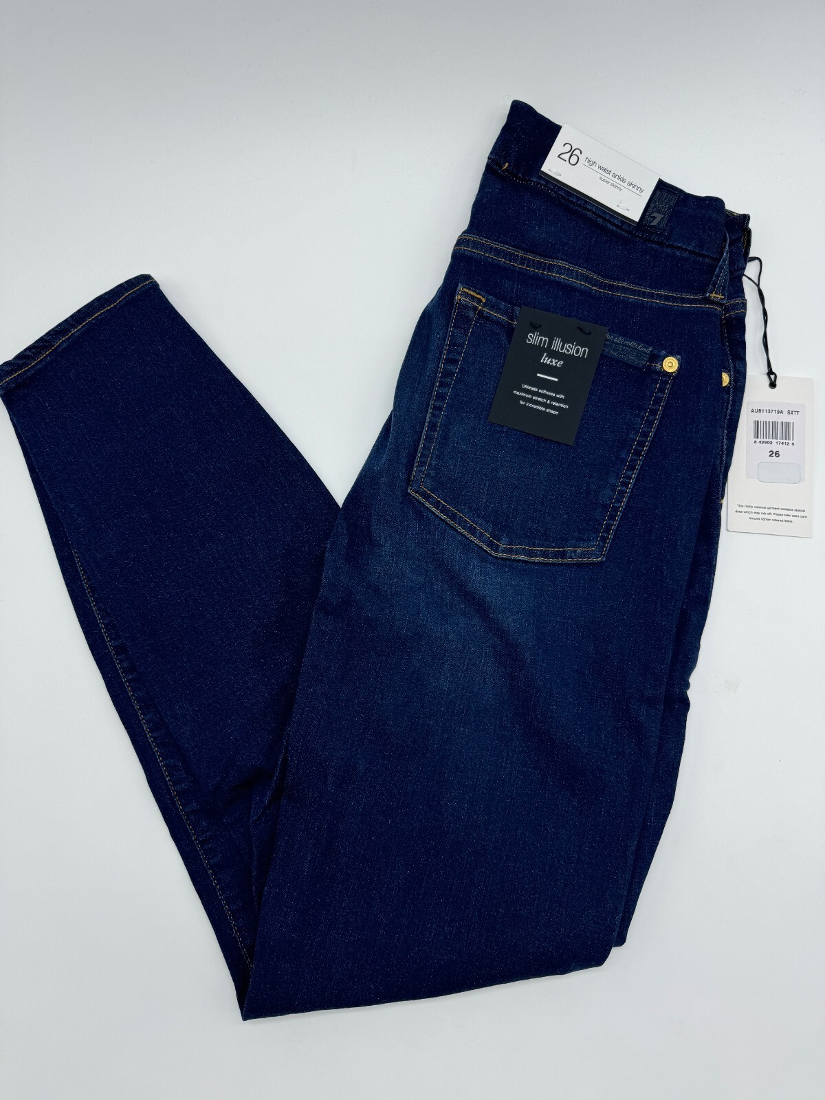 7 FOR ALL MANKIND WOMENS SLIM ILLUSION LUXE HIGH-RISE ANKLE SKINNY JEANS STRETCH