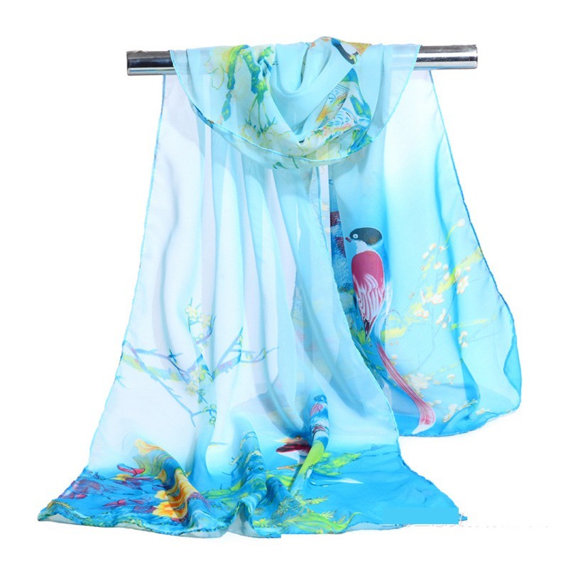Women’s Long Scarves Spring Silk Chiffon Scarf Lady Shawl Fashion Soft Silk Wrap