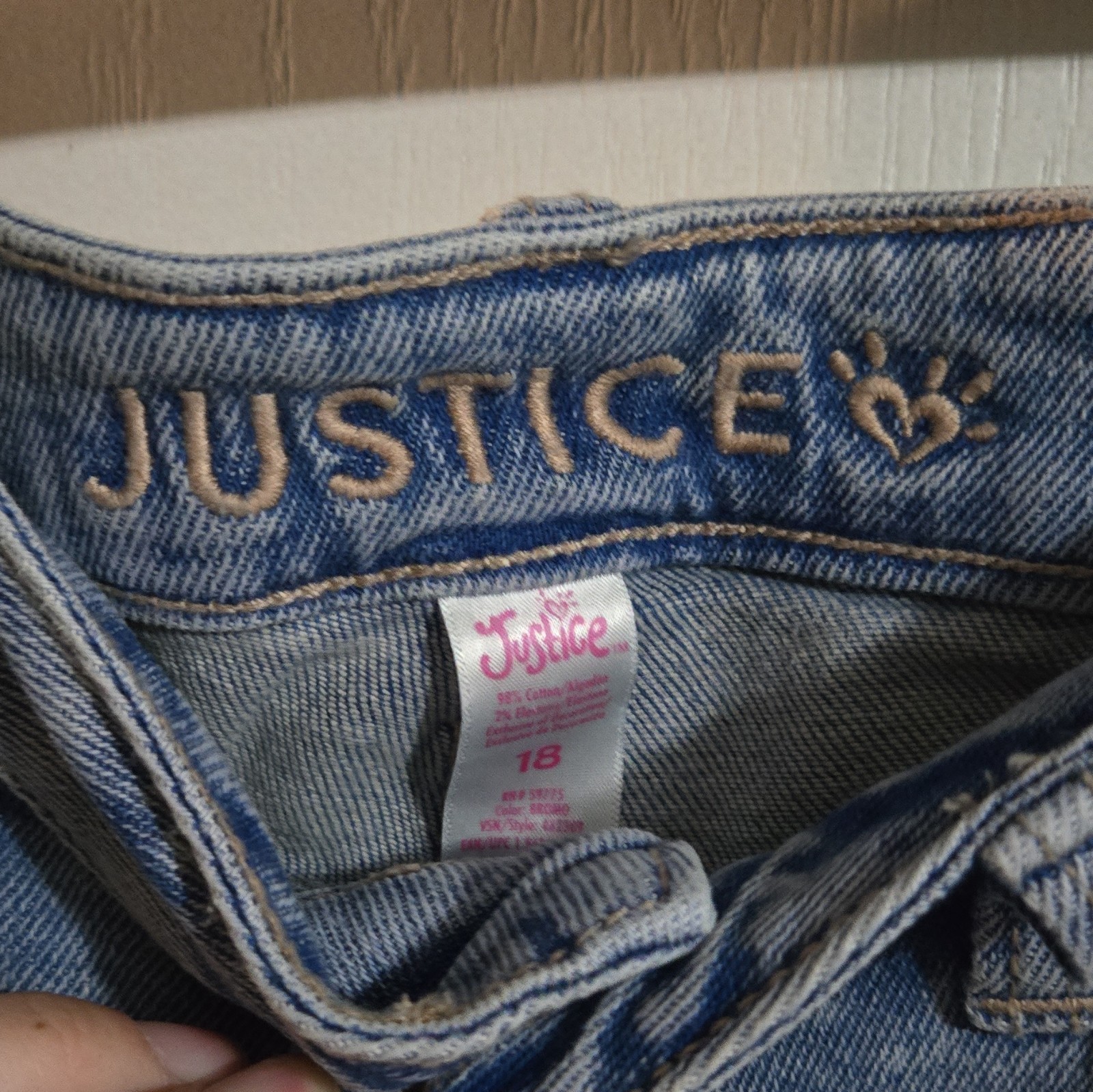 Justice Girls Flared Denim Jeans Size 18 Blue Medium Wash Distressed Pockets