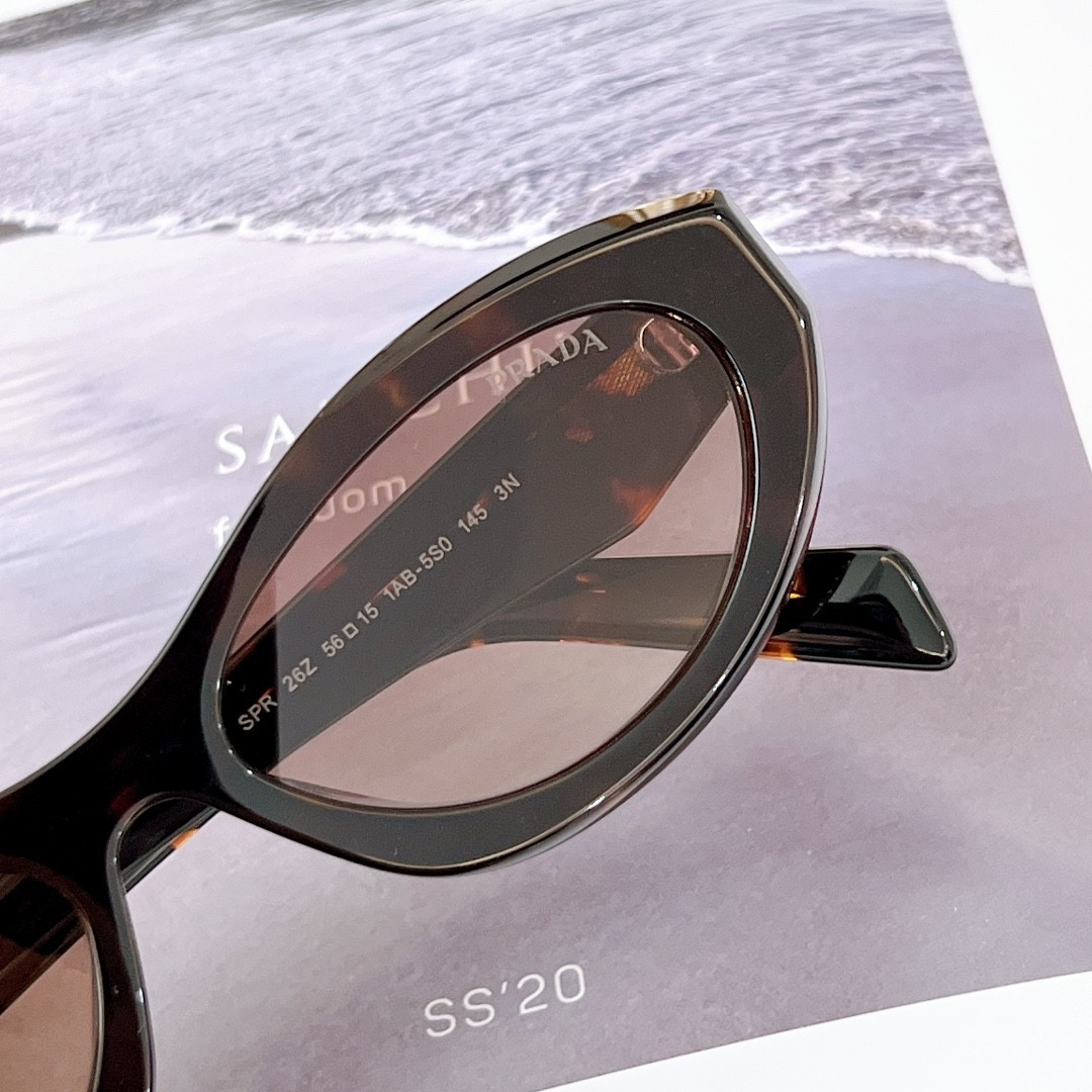 Prada PR26 Oval Women Sunglasses Tortoise Frame/Brown Lenses UV400 Shades
