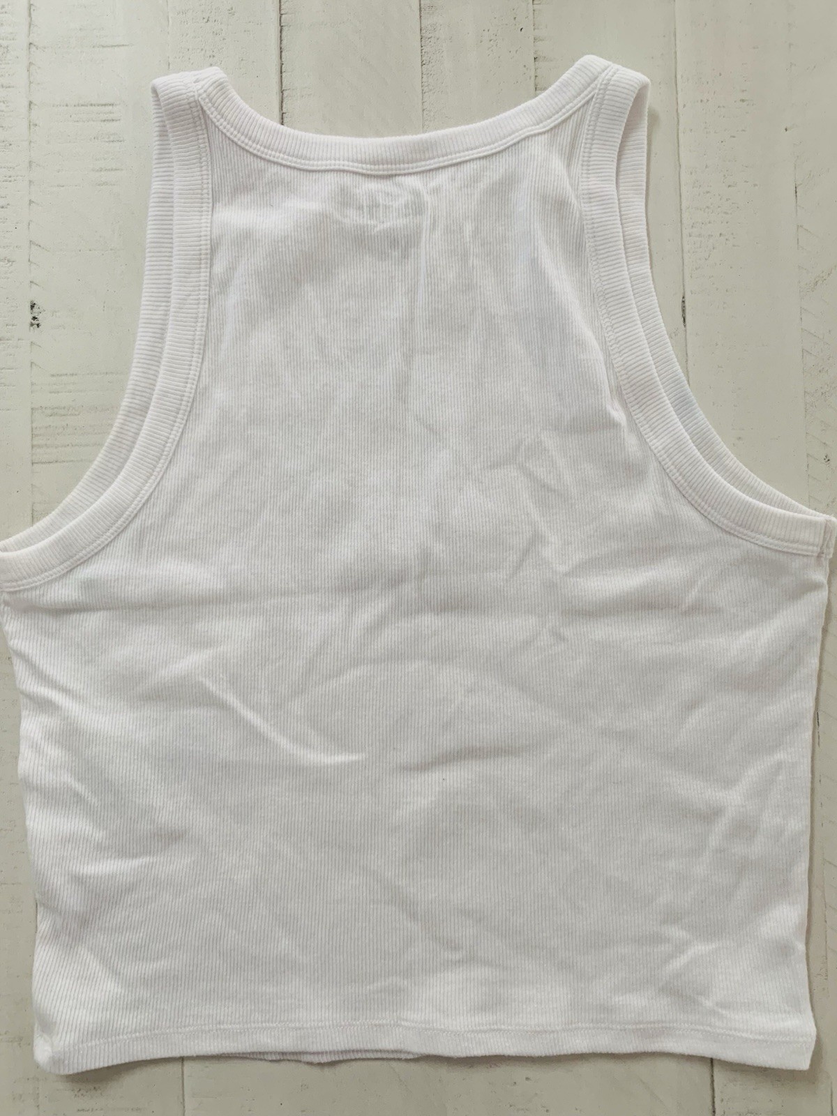 Hollister White Ribbed Knit Cropped Tank Lemon Graphic Capri Italy Size L