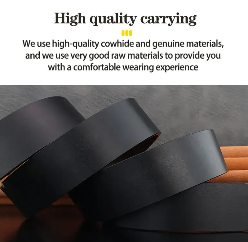 Grade Stainless steel horse 3.8cm wide slide buckle men belts High genuine.