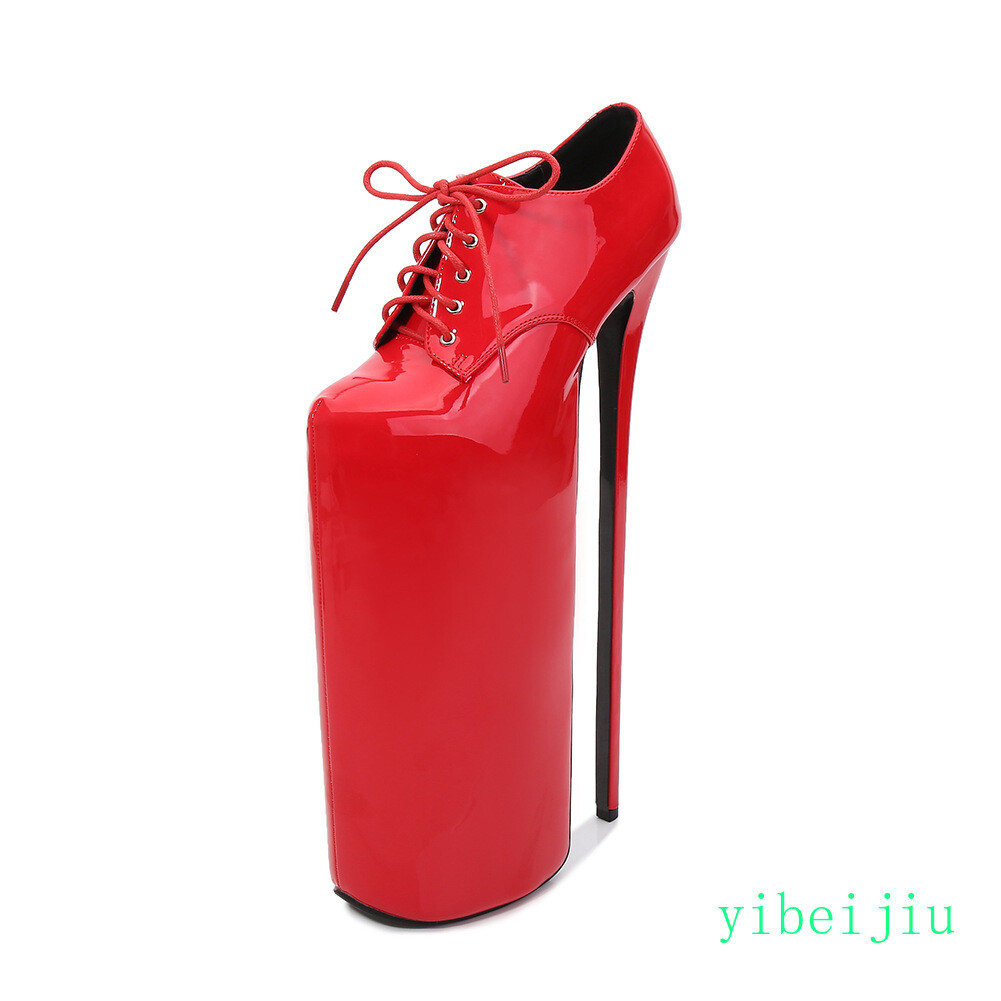 Womens High Heel Platform Shiny Leather Stage Shoes Cross Dresser Nightclub Sexy