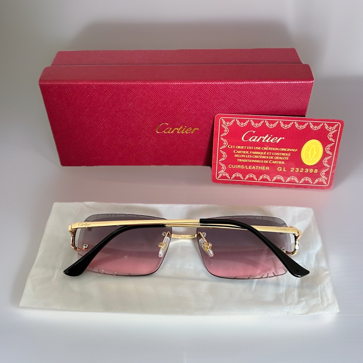 🇺🇸🔥USA Shipped Big C Diamond Cut Brown Lens Frameless & Gold Frame 🔥🇺🇸