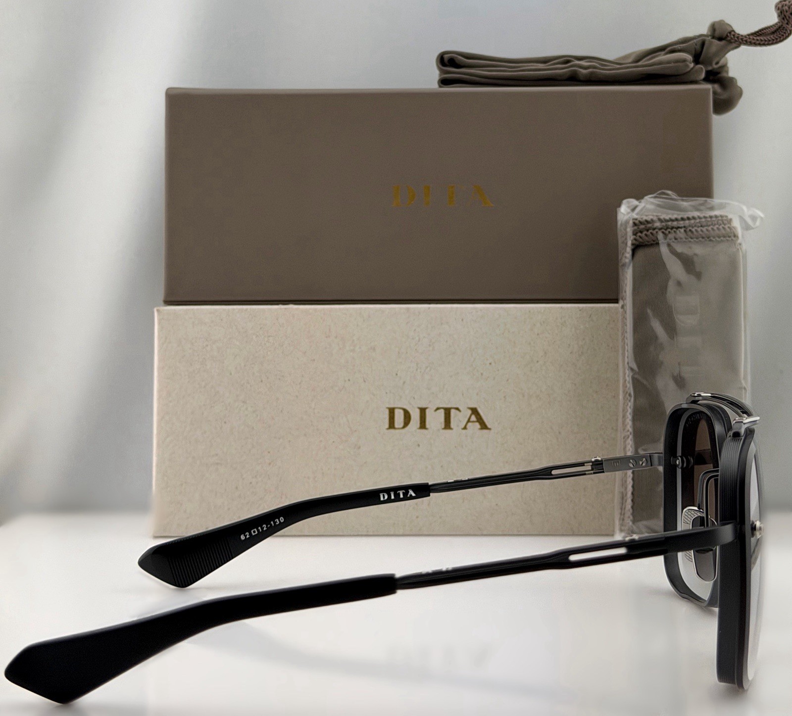 DITA Mach-Six Sunglasses DTS121-62-06 Matte Black Silver Gray Gradient 62mm NEW