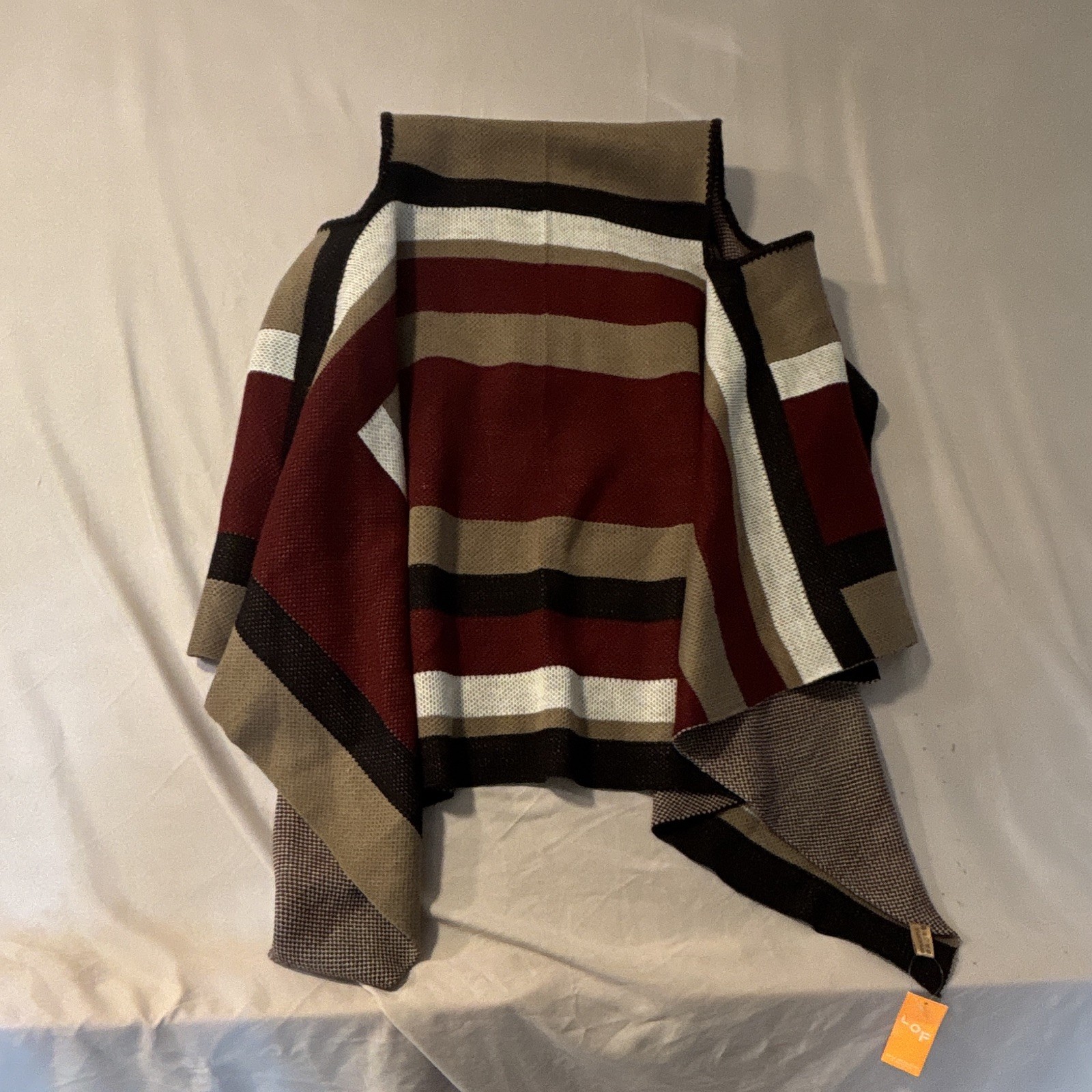 Women’s Striped Knit Shawl Wrap w/ Button Accent, Multicolor Polyester
