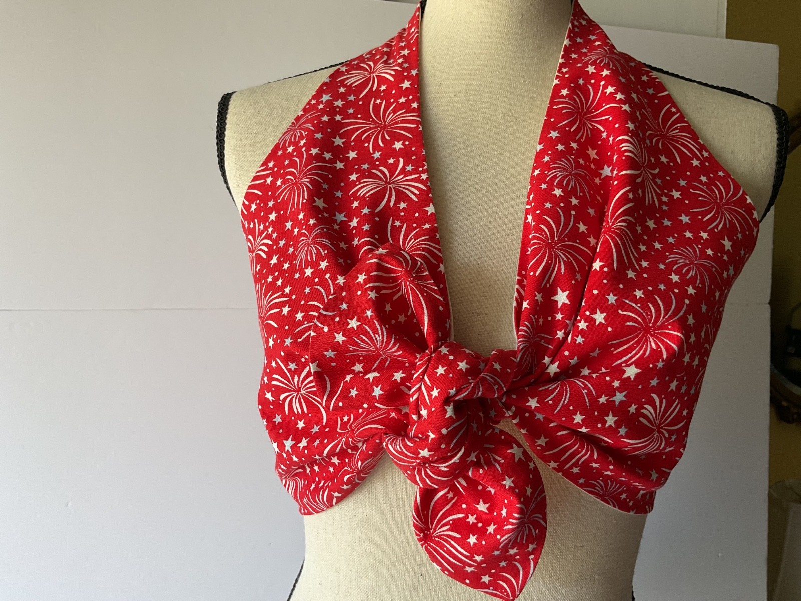 Halter top. 100% cotton, 100% hand made by seller. Beautiful for the Holiday!