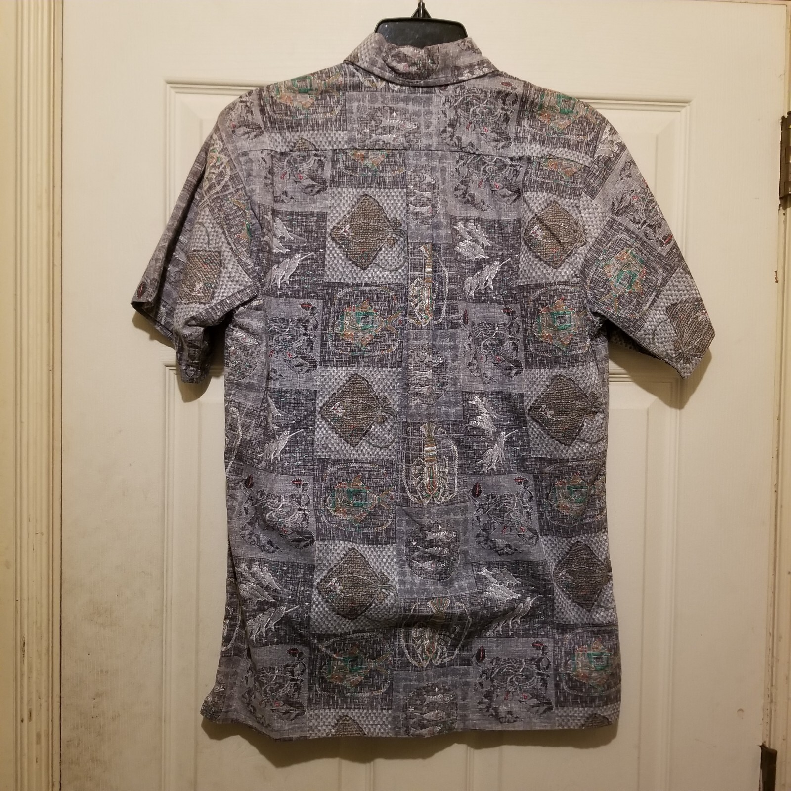 Barefoot In Paradise Shirt Mens Small Purple Fish Lobster Crab Sea Life Hawaiian