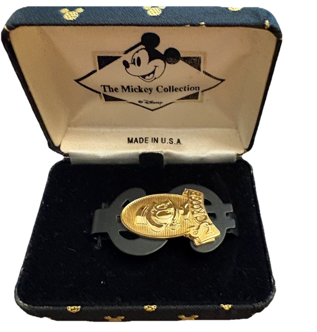 VTG Mickey Collection Scrooge McDuck 2-tone Gold Dollar Sign Money Clip In Case