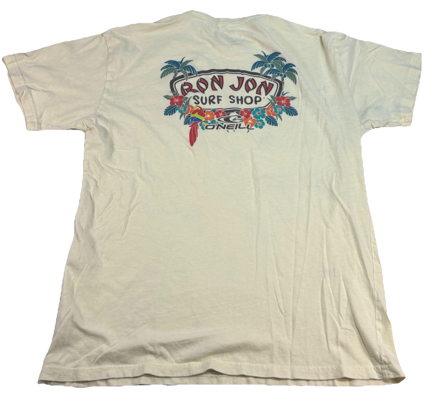 O’Neill Ron Jon Surf Shop Shirt Tropical Parrot Crewneck Double Sided Tee M