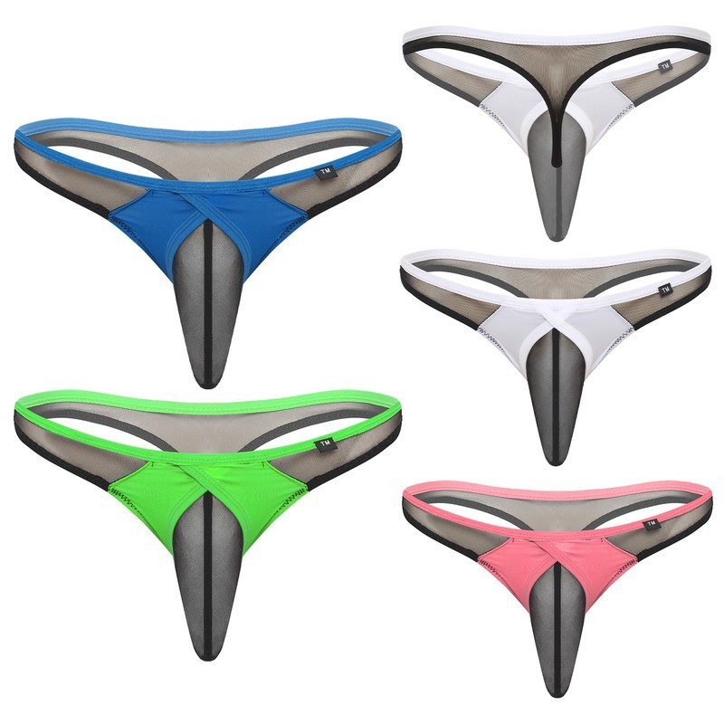 Mens Low Rise PenisThong Sheer Sheath T-back Briefs G-string Jockstrap Underwear
