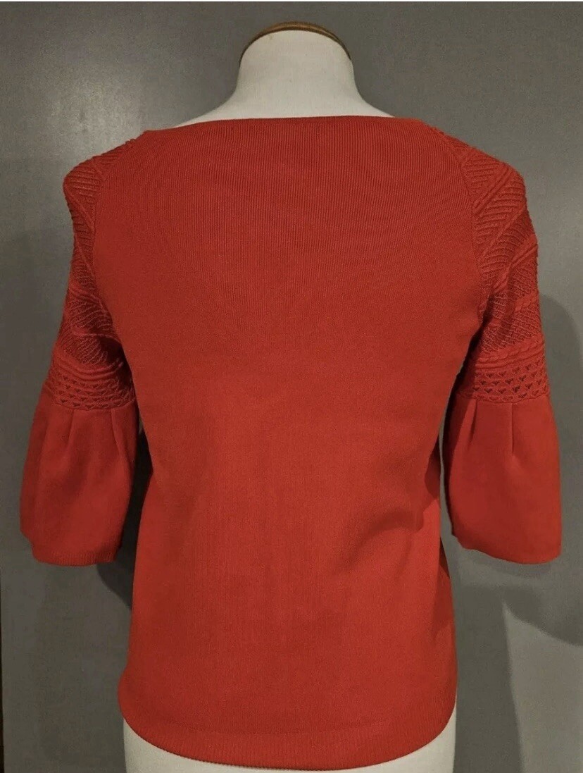 Karen Millen Red jumper jersey 3/4 sleeves Size S pre-worn returns accepted