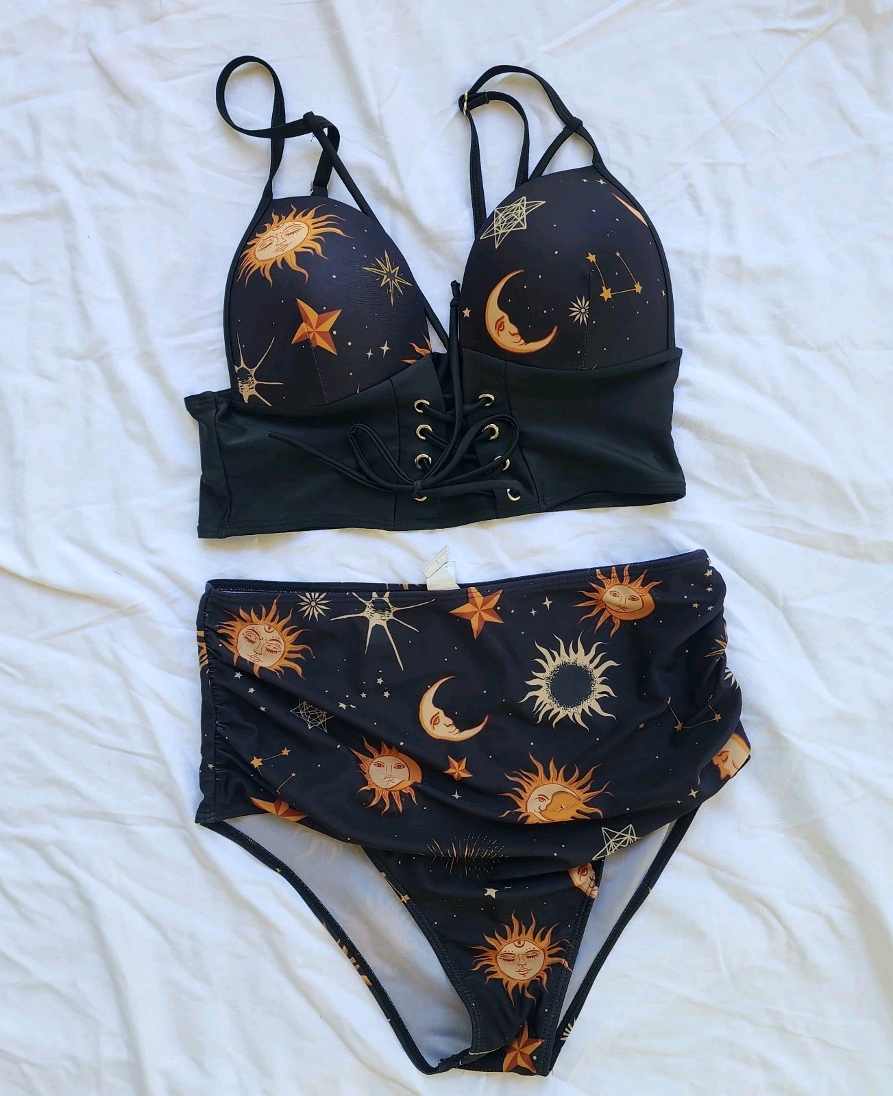 Women’s Sun, Moon & Stars Celestial 2pc High Waisted Bikini Size M