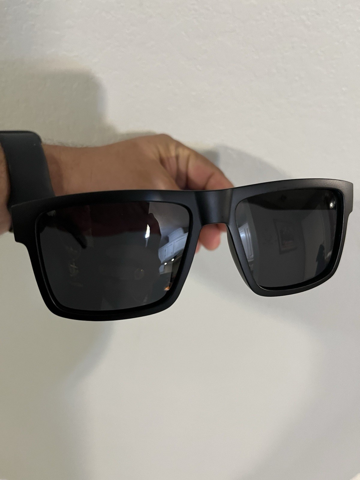 Men Square Sunglasses Black Plastic Frame Black Tinted Plastic Lenses UV400