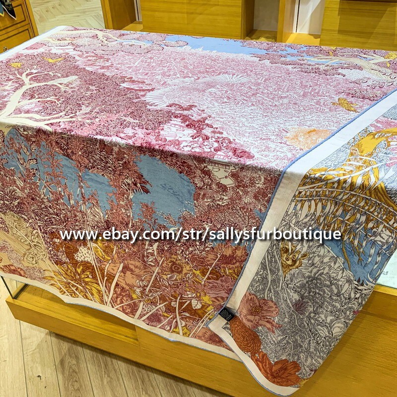 Sallys 70% Cashmere 30% Silk Wrap Scarf Nature Print Double Face Shawl 53″ Pink