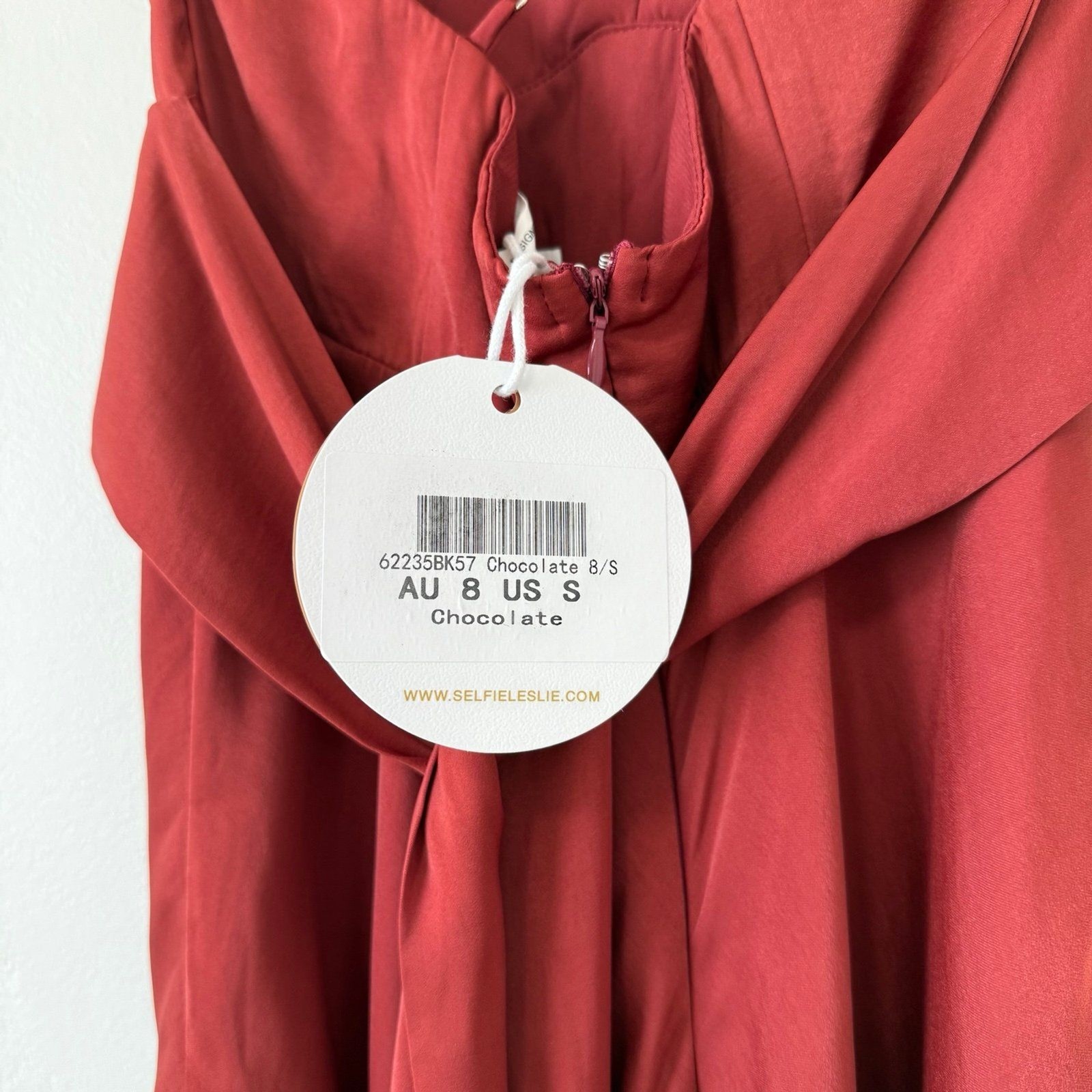 NWT Selfie Leslie Linka Cami Strap Midi Dress in Chocolate Size 8US