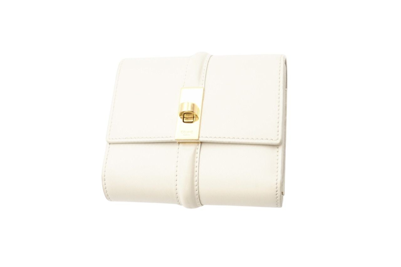 Returns accepted within 3 days CELINE Satin Calfskin Small Tri Fold Wallet 10F52