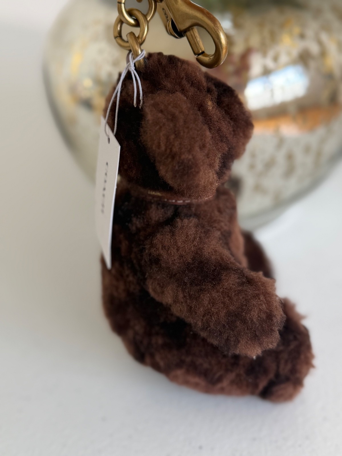 Coach Bear Bag Charm In Signature Shearling – Chocolate NEW