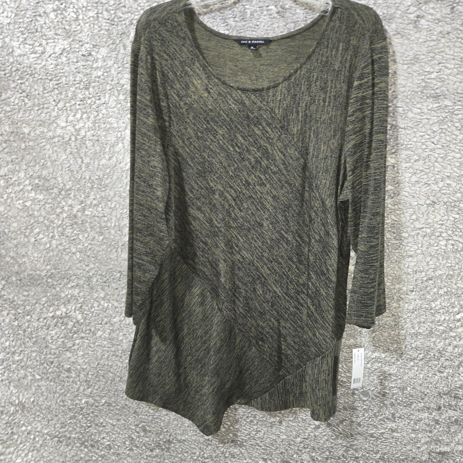Zac & Rachel Womens XL Olive Green Marled Asymmetrical Hem Tunic ST81TA1V9 NWT