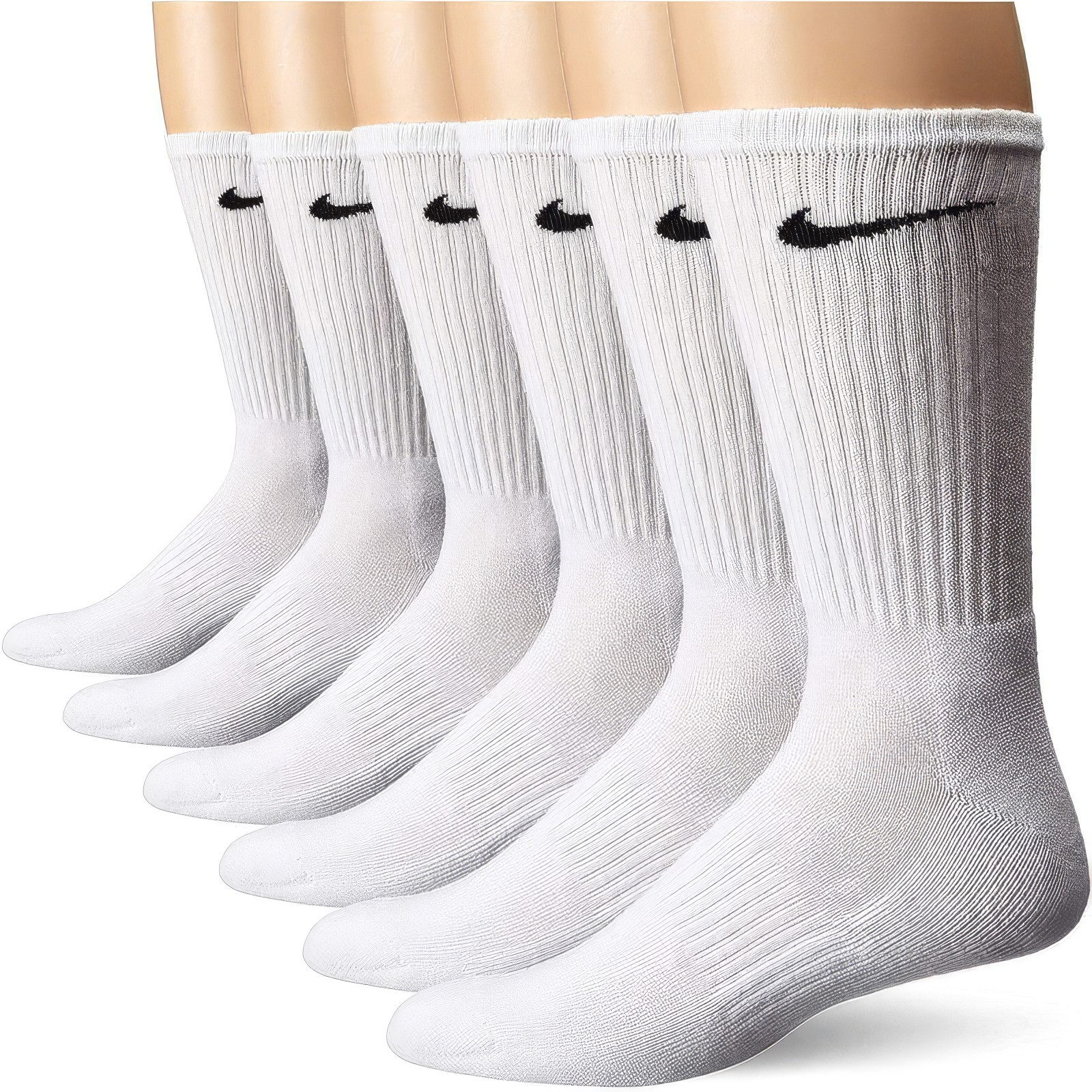 OUTLET ! Nike Dri-FIT Crew Socks 3 Pairs White Cushioned Unisex Multiple Sizes