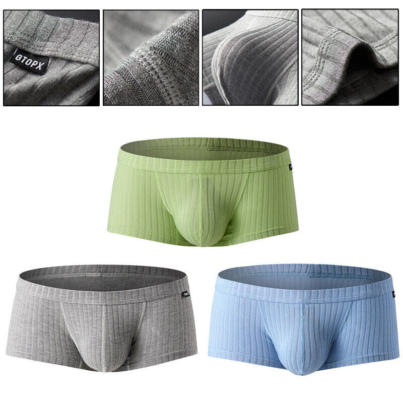 Men’s Sexy Underwear Low waist Briefs U Pouch Boxers Striped Shorts Underpants