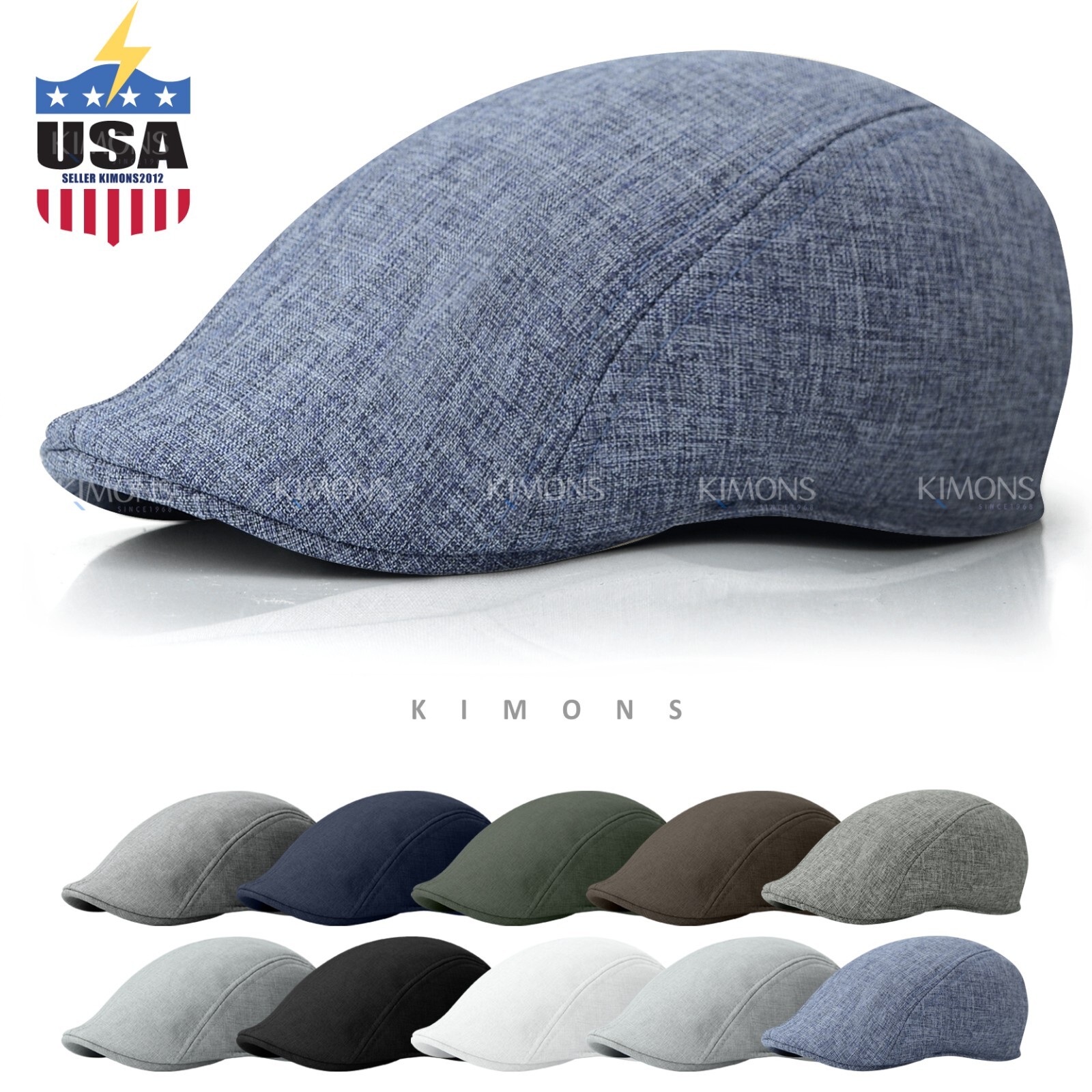 Summer Newsboy Linen Plain Gatsby Cap Ivy Hat Golf Driver Mens Flat Cabbie II