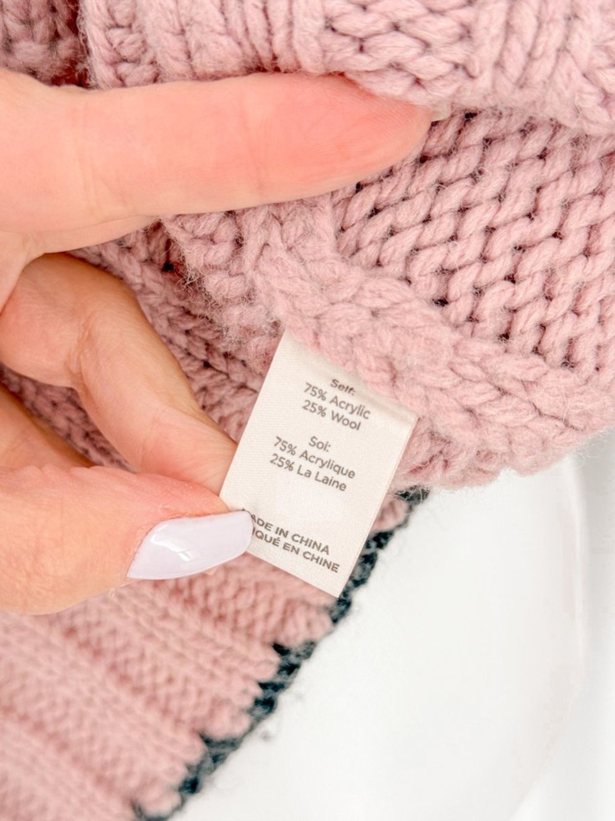 cinq a sept Dusty Pink Cable Turtleneck Sweater with Contrast Trim