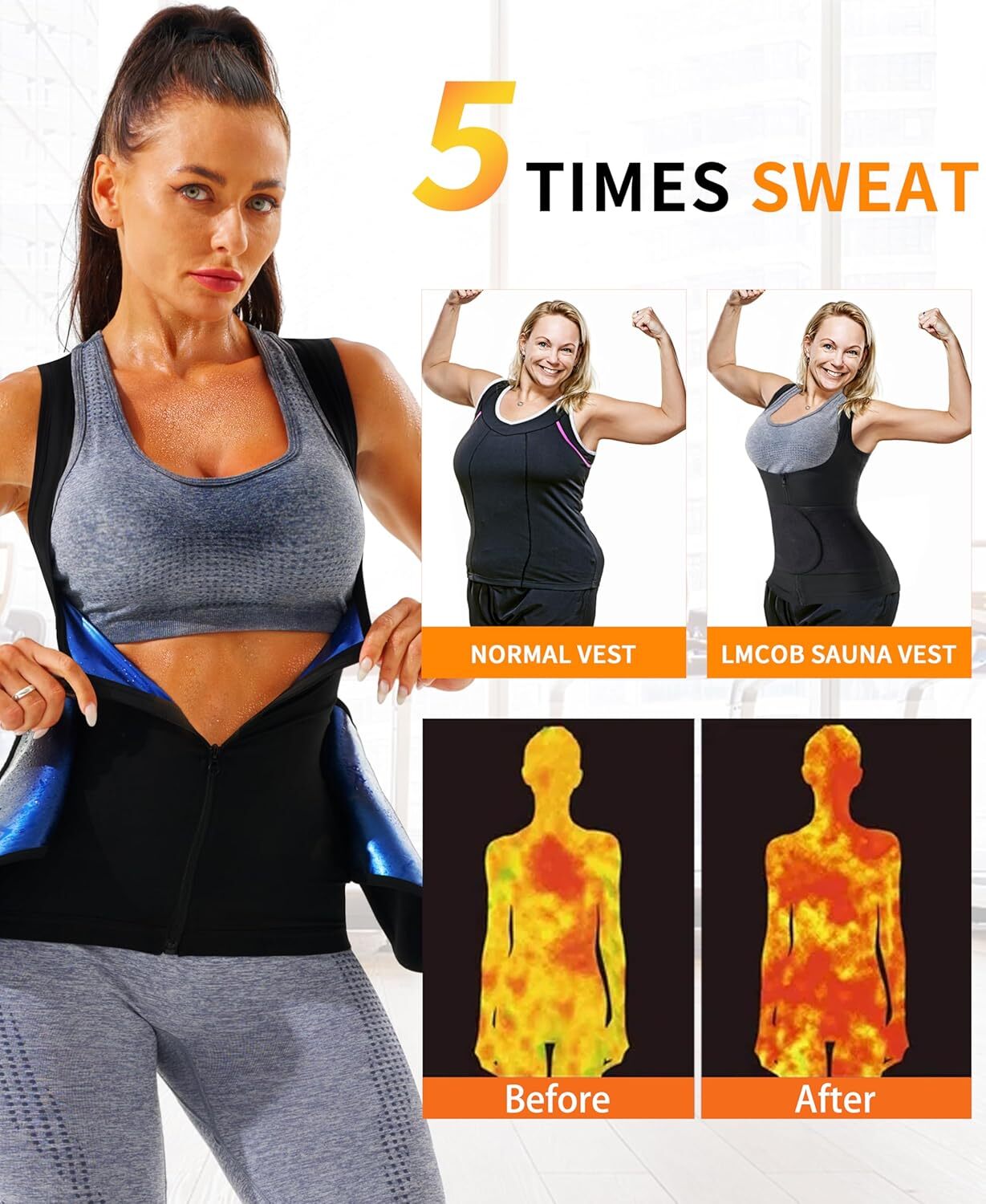 Fajas Reductoras Abdomen Para Mujeres Sudar Perder Peso Sauna Suit Tank Top Gym